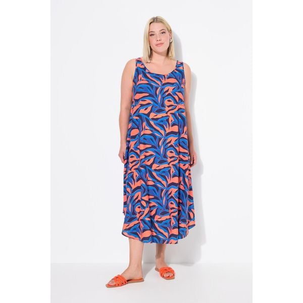 Damskie Sukienka wzór w koralowce okrągły dekolt bez rękawów. Niebieskie sukienki damskie Ulla Popken, plus size, bez wzorów, z materiału, sportowe, bez kołnierzyka, plus size, bez ramiączek, sportowe. W wyprzedaży za 228.99 zł.