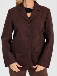 Kurtka z imitacji zamszu w stylu retro - brązowy. Brązowe kurtki damskie Sinsay, l, bez wzorów, bez kaptura. Za 89.99 zł.