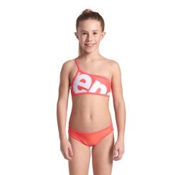 Strój kąpielowy dziewczęcy dwuczęściowy sportowy na basen Arena Logo. Brązowe stroje kąpielowe dla dziewczynek Arena, bez wzorów. Za 89.99 zł.