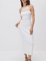 Bawełniana sukienka maxi - biały. Białe sukienki damskie Reserved, l, bez wzorów, z bawełny, bez kołnierzyka, bez ramiączek, maxi, dopasowane. W wyprzedaży za 89.99 zł.
