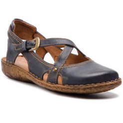 Sandały Josef Seibel. Niebieskie klapki damskie Josef Seibel, bez wzorów, bez obcasa, na płaskiej podeszwie, bez zapięcia. Za 334.99 zł.