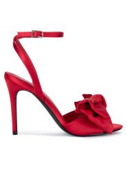 JENNY Sandały CWBFS117 Czerwony. Czerwone sandały damskie Jenny, bez wzorów, z materiału, bez obcasa, na szpilce, bez zapięcia. Za 149.99 zł.