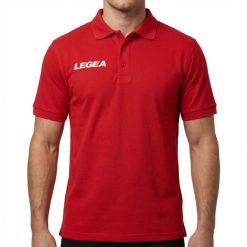 Męska Koszulka Golfowa 100% Bawełna Czerwona. Czerwone koszulki polo męskie Legea, m, bez wzorów, z bawełny, klasyczne, bez ramiączek. Za 72.00 zł.