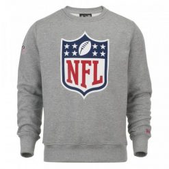Bluza z logo NFL z kołnierzem typu crew neck. Szare bluzy męskie New Era, m, bez wzorów, bez kaptura. W wyprzedaży za 210.55 zł.