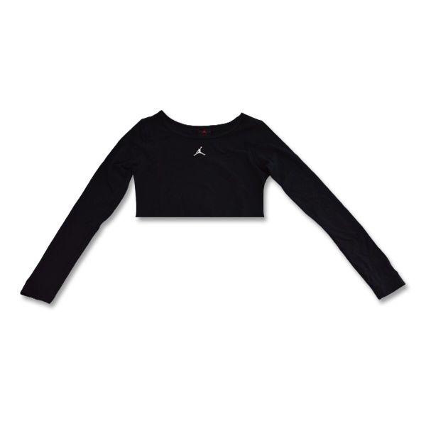 Damska Koszulka Sportowa Top z długim rękawem Air Jordan Core. Czarne koszulki sportowe damskie Jordan, bez wzorów, bez kołnierzyka, bez ramiączek. Za 131.10 zł.