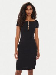 Guess Sukienka codzienna W4YK13 KAQL2 Czarny Regular Fit. Czarne sukienki damskie Guess, na co dzień, xs, z aplikacjami, bez kołnierzyka, bez ramiączek, proste. Za 239.99 zł.