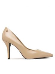 Tommy Hilfiger Szpilki High Heel Court Leather Shoe FW0FW09527 Beżowy. Brązowe szpilki damskie Tommy Hilfiger, bez wzorów, ze skóry, bez obcasa, bez zapięcia. Za 529.99 zł.