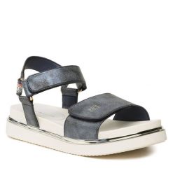 Sandały Tommy Hilfiger. Niebieskie sandały dziewczęce Tommy Hilfiger, bez zapięcia. Za 389.99 zł.