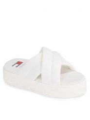 Tommy Jeans Klapki Tjw Lettering Flatform Sandal EN0EN02465 Écru. Klapki damskie Tommy Jeans, bez wzorów, z jeansu, bez obcasa. Za 169.99 zł.