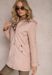 Różowa Kurtka Dwustronna z Kapturem i Sznurkiem w Talii Divinza. Czerwone kurtki damskie Renee, m, bez wzorów, z kapturem. Za 159.99 zł.