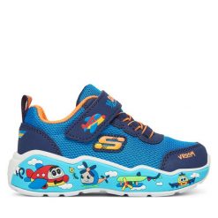 Sneakersy Skechers. Niebieskie trampki i tenisówki chłopięce Skechers, bez wzorów, bez zapięcia. Za 179.99 zł.