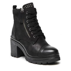 Trzewiki Lasocki. Czarne botki damskie Lasocki, bez obcasa, na słupku, bez zapięcia. Za 289.99 zł.