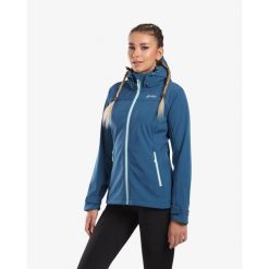Damska kurtka softshell Kilpi RAVIA-W. Niebieskie kurtki sportowe damskie Kilpi, xs, bez wzorów, z softshellu, bez kaptura, trekkingowe. Za 318.77 zł.