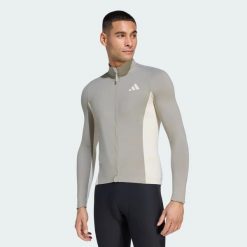 Koszulka z długim rękawem Tempo 3-Stripes Cycling. Szare bluzki z długim rękawem męskie Adidas, l, bez wzorów, z dzianiny, bez kołnierzyka. Za 529.00 zł.