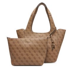 Torebka Guess. Brązowe torebki do ręki damskie Guess, z aplikacjami, klasyczne, bez dodatków. Za 479.99 zł.