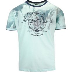 T-Shirt Miętowy z Nadrukiem, Męski, Koszulka, Krótki Rękaw, U-neck. Zielone t-shirty męskie MCL, na lato, m, bez wzorów, z bawełny, casualowe, bez kołnierzyka. Za 119.00 zł.