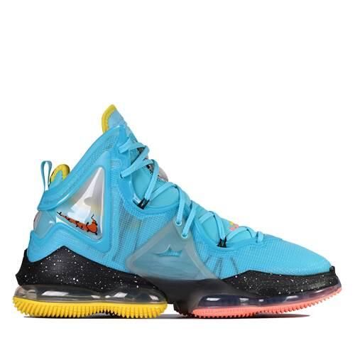 Buty koszykarskie męskie Nike Lebron 19. Niebieskie buty sportowe męskie Nike, z materiału, bez zapięcia, do koszykówki. Za 929.00 zł.