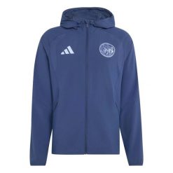 Kurtka dresowa Ajax Amsterdam 2026/27. Niebieskie kurtki męskie Adidas, xl, bez wzorów, z dresówki, eleganckie, bez kaptura. Za 386.50 zł.