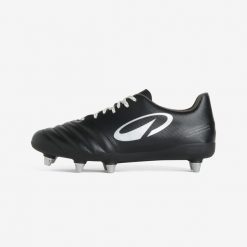 Buty do rugby z wkrętami męskie Offload Impact R500 SG8. Czarne buty sportowe męskie KIPSTA, bez zapięcia. Za 219.99 zł.