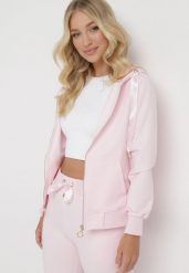 Różowa Bluza Rozsuwana z Kapturem Ecula. Czerwone bluzy damskie Born2be, l, bez wzorów, z kapturem. Za 109.99 zł.