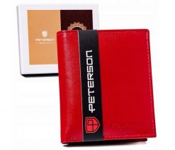 Portfel skórzany Peterson [DH] PTN RD-230-GCL czerwony. Czerwone portfele damskie Peterson, bez wzorów, ze skóry. Za 51.99 zł.