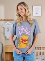 Bawełniana koszulka z nadrukiem Winnie the Pooh - szary. Szare t-shirty damskie Sinsay, l, bez wzorów, z bawełny, bez kołnierzyka. Za 39.99 zł.