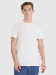 4F T-shirt regular z nadrukiem męski - biały XL. Białe koszulki sportowe męskie 4f, m, bez wzorów, z bawełny, klasyczne, bez kołnierzyka. W wyprzedaży za 39.99 zł.