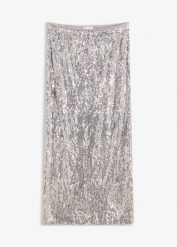 Spódnica midi z cekinami. Szare spódnice damskie bonprix, bez wzorów, midi. Za 119.99 zł.