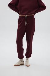 Spodnie typu jogger w kolorze BURGUNDY - COOL-XL. Czerwone spodnie materiałowe damskie Marsala, m, bez wzorów, z bawełny. Za 259.90 zł.