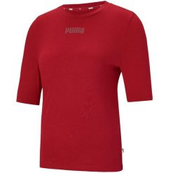 Koszulka damska Puma Modern Basics Tee czerwona. Czerwone koszulki sportowe damskie Puma, s, bez wzorów, z bawełny, bez kołnierzyka, bez ramiączek, na fitness i siłownię. Za 34.99 zł.