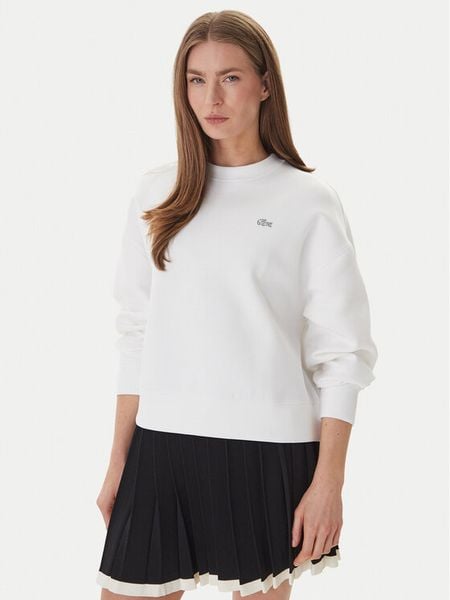 Lacoste Bluza SF0046 Biały Oversize. Białe bluzy damskie Lacoste, bez wzorów, z bawełny, bez kaptura. Za 427.99 zł.