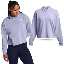 Bluza fitness damska Under Armour Rival Terry Oversized. Fioletowe bluzy sportowe damskie Under Armour, xl, bez wzorów, z kapturem, na fitness i siłownię. Za 189.99 zł.