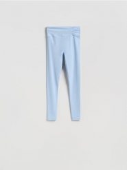 Legginsy z marszczeniem - jasnoniebieski. Niebieskie legginsy damskie Reserved, l, bez wzorów, z dzianiny. Za 119.99 zł.