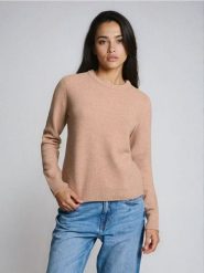 Sweter z domieszką wełny - beżowy. Brązowe swetry damskie Sinsay, l, bez wzorów, z wełny, bez kołnierzyka, bez ramiączek, bez kaptura. Za 39.99 zł.
