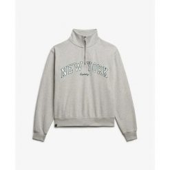 Bluza damska z zamkiem 1/2 Superdry Athletic Ess Applique. Szare bluzy damskie Superdry., l, bez wzorów, z materiału, bez kaptura. Za 249.50 zł.