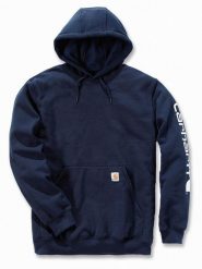 Bluza Carhartt Mid Signature Sleeve Logo New Navy. Niebieskie bluzy męskie Visent, m, bez wzorów, bez kaptura. Za 258.74 zł.