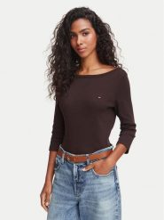 Tommy Hilfiger Bluzka Cody WW0WW49928 Brązowy ciemny Regular Fit. Brązowe koszule damskie Tommy Hilfiger, m, bez wzorów, z bawełny, bez kołnierzyka, bez ramiączek. Za 249.99 zł.