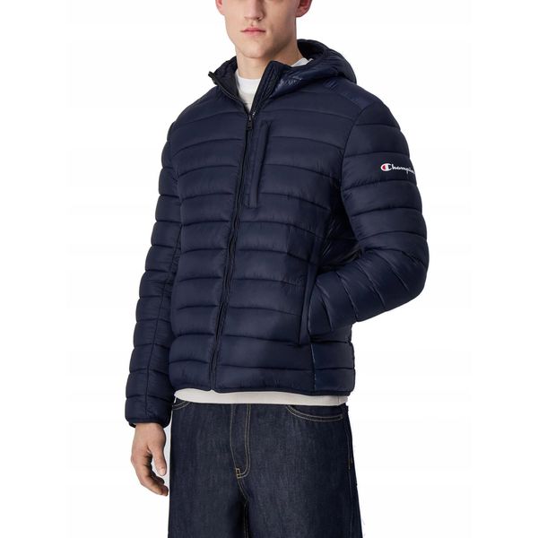 Kurtka na co dzień męska CHAMPION puchowa z kapturem. Niebieskie kurtki męskie Champion, m, bez wzorów, z puchu, z kapturem. Za 459.00 zł.