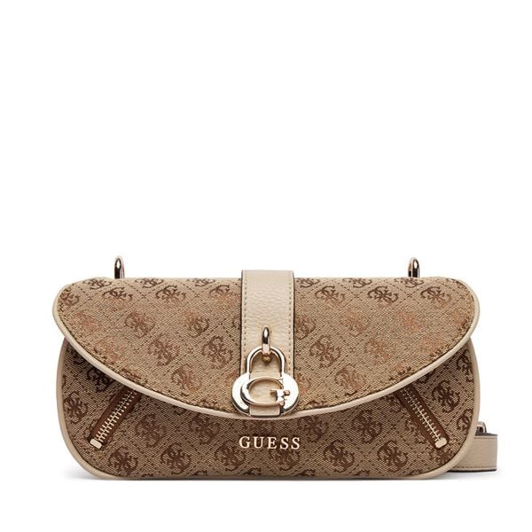 Torebka Guess. Brązowe listonoszki damskie Guess, z aplikacjami, bez dodatków. Za 398.99 zł.