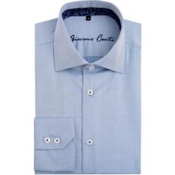 Koszula UGO slim KMN00020. Niebieskie koszule męskie Giacomo Conti, z bawełny, z klasycznym kołnierzykiem. Za 229.00 zł.