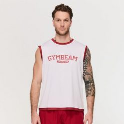 Tank top męski fitness oversize biały Varsity. Czarne t-shirty męskie GYMBEAM, m, bez wzorów, z bawełny, klasyczne, bez kołnierzyka. Za 80.90 zł.