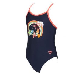 Strój kąpielowy dziewczęcy jednoczęściowy na basen Arena Girl's AWT. Niebieskie stroje kąpielowe dla dziewczynek Arena, bez wzorów. Za 49.99 zł.