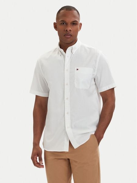 Tommy Hilfiger Koszula MW0MW42285 Biały Regular Fit. Białe koszule męskie Tommy Hilfiger, m, bez wzorów, z bawełny, bez kołnierzyka, bez ramiączek. Za 251.99 zł.