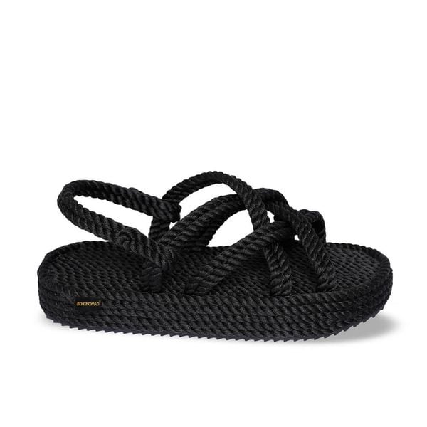 Sandały damskie BODRUM. Czarne obuwie sportowe damskie Aulp, bez wzorów, z kauczuku, bez obcasa, bez zapięcia. Za 299.99 zł.