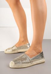 Złote Espadryle Ozdobione Plecioną Cholewką i Sznurkiem Andisla. Żółte espadryle damskie Born2be, na lato, bez wzorów, z jeansu, klasyczne, bez obcasa, bez zapięcia. Za 49.99 zł.