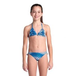 Strój kąpielowy dziewczęcy dwuczęściowy bikini basen Arena Water Print. Białe stroje kąpielowe dla dziewczynek Arena, bez wzorów. Za 89.99 zł.