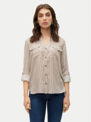 Vero Moda Koszula Bumpy 10275283 Beżowy Regular Fit. Brązowe bluzki damskie Vero Moda, l, bez wzorów, z wiskozy, bez kołnierzyka, bez ramiączek. Za 119.99 zł.