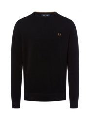 Fred Perry Męski sweter z dzianiny Mężczyźni Bawełna czarny jednolity, S. Czarne swetry przez głowę męskie Fred Perry, m, bez wzorów, z bawełny, bez kołnierzyka. Za 649.95 zł.