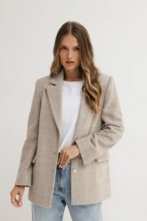 WEŁNIANA MARYNARKA MATYLDA KRATA BEŻOWA M - Flawless. Brązowe żakiety damskie Flawless, m, bez wzorów, z wełny, biznesowe. Za 1,167.00 zł.