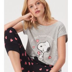 Dwuczęściowa piżama Snoopy - Jasny szary. Szare piżamy damskie Sinsay, l, bez wzorów, bez ramiączek. Za 59.99 zł.